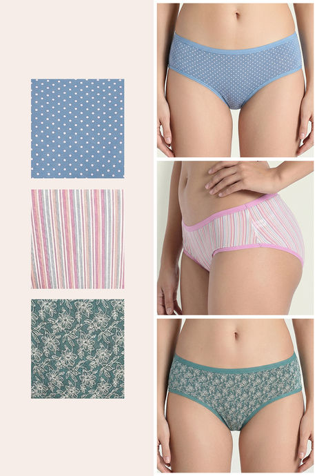 Zivame Regular Rise Full Coverage Hipster Panty (Pack of 3) - Multicolor — image 2